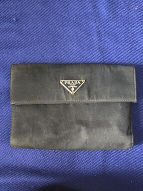 Prada Black Nylon Envelope Clutch with Triangular Logo
